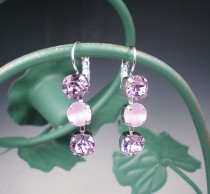 wedding photo - Lavender Rhinestone Earrings Swarovski Violet & Frosted Violet Wedding Jewelry Bridesmaid Earrings