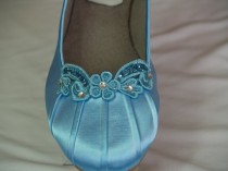 wedding photo - Something Blue Flats Wedding Shoes hand dyed and hand enhanced