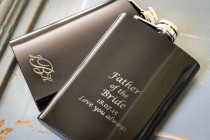 wedding photo - Custom Black Flask, Personalized Flask, Engraved Flask, Monogrammed Flask: Grooms Gift for Him, Groomsmen Gift, Father of the Bride Gift