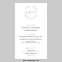 wedding photo - Wedding Menu Card Template – Mint Seafoam Leaf Wreath - Instant Download - Editable MS Word File