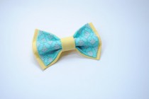 wedding photo -  Bowtie, Bow tie for men,Embroidered bowtie,Spa yellow colour,Wedding in yellow blue,Groom,Groomsmen,Noeud papillon homme,Pretied bow ties