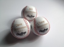 wedding photo - Groomsman Gift Idea - Baseball - Engraved or Personalized Baseball - Ring Bearer Gift - Junior Groomsman Gift Idea - Groomsmen