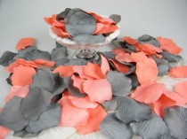 wedding photo - Coral & Grey Artificial Rose Petals 