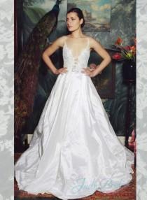 wedding photo - sexy plunging low back ball gown wedding dress