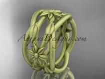 wedding photo -  14kt yellow gold matte finish leaf and vine, flower wedding ring,wedding band ADLR352G