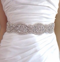 wedding photo - Wedding dress belt cystal bridal sash , julie