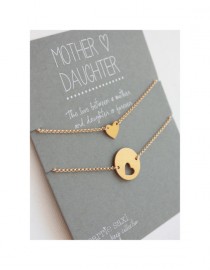 wedding photo - Mother Daughter Bracelet Set - gold hearts - mother daughter jewelry - mother bracelet - wedding jewelry - personalized jewelry college gift
