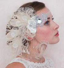 wedding photo - Ivory Nymph Peacock Feather Flapper Headband