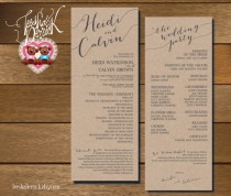 wedding photo - Printable Wedding Program and ceremony order in custom design and typography theme (w0175)