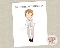 wedding photo - Ring Bearer Card - Will You Be Our Ring Bearer/Hand Drawn Illustration - Mohawk Cover Cardstock