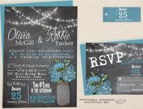 wedding photo -  Rustic Mason Jar Wedding Invitation, Chalkboard Wedding Invite Printable