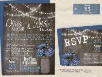 wedding photo -  Rustic Mason Jar Wedding Invitation, Country Wedding Printable Invite