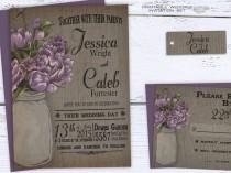 wedding photo -  Rustic Mason Jar Wedding Invitation, Summer Printable Wedding Invitation - Invite Purple