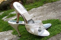 wedding photo - Vintage 50s Gigi Springolator High Heel Shoes-Gold and Silver Brocade STUNNING Size approx 5