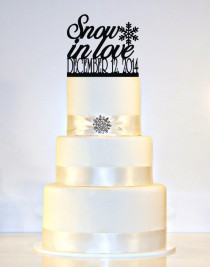 wedding photo - Winter Wedding Cake Topper - Snow In Love, Snowflake, Wedding Date