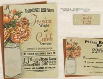 wedding photo -  Rustic  Mason Jar Wedding Invitation, Rustic Fall Wedding Invitation, Printable Wedding Invitation / Invite