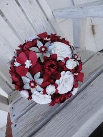 wedding photo - Paper Wedding Flowers Large Bridal Bouquet Red - Paper Rose Peony Poppy Paper Bouquet Paper Flowers MADE TO ORDER