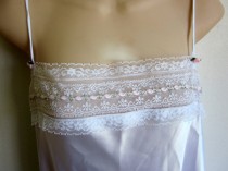 wedding photo - Vintage Nightgown bridal white satin slip sexy lingerie edwardian chemise M