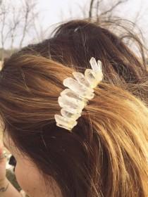 wedding photo - quartz crystal hair comb ~ boho hippie wicca indie festival bride bridal veil piece/accessories/jewelry
