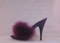 wedding photo - VIP 5 inch Handmade Purple Marabou Boa Slippers High Heel Sandals Woman Shoes (Other Platform Heights Available!)
