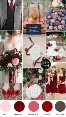 wedding photo - Carmine,Deep Red,Indian Red,Dark Taupe : Fall Wedding Colors