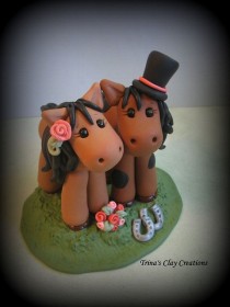 wedding photo - Wedding Cake Topper, Horse, Animal, Pony - Custom Cake Topper, Polymer Clay, Personalized Wedding/Anniversary Keepsake