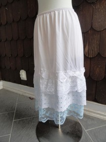 wedding photo - Flirty, Lacey White ad Baby BlueUnderskirt Slip Sz  M  Upcycled Altered Couture Mori