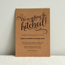 wedding photo - We're Getting Hitched Script - Cheeky DIY Kraft Paper Wedding Invitation Template