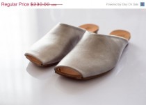 wedding photo - SALE 30% OFF Pearl leather slip on shoes , Pip toe shoes, summer flats , Flat leather shoes , Designer comfortable shoes