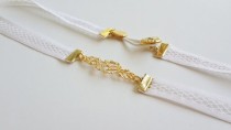 wedding photo - White Bridal Belt - Gold Belt - Wedding Belt - net belt - Wedding Dress Belt - Wedding Gown Belt - Strech Belt - Bridal Accessories - skinny