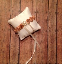 wedding photo - Ivory and Gold Pet Ring Bearer Pillow