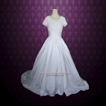 wedding photo - Modest Ball Gown Wedding Dress with Short sleeves 