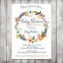 wedding photo - Baby Shower  Brunch - Wreath Baby Shower Invite - 5x7 JPG