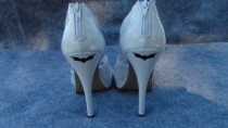 wedding photo - 2 BAT Vinyl Stickers For Wedding High Heel Shoes Bridal Shower Gift Bride Present Accessories Picture Props