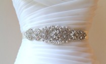 wedding photo - Bridal Vintage Beaded Crystal, Pearl Sash. Rhinestone Applique Wedding Belt. Bride Sash.  VINTAGE MODE