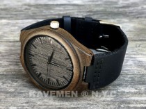 wedding photo - Minimalist Engraved Wooden Watch with Genuine Leather, mens watch, groomsmen gift, wood watch Bamboo Watch, men's watch, Kavemen, Brooklyn