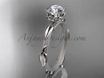 wedding photo -  14k white gold diamond vine and leaf wedding ring, engagement ring with a "Forever Brilliant" Moissanite center stone ADLR290