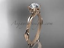 wedding photo -  14k rose gold diamond vine and leaf wedding ring, engagement ring with a "Forever Brilliant" Moissanite center stone ADLR290