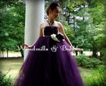 wedding photo - Pretty Plum Flower Girl Dress