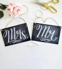 wedding photo - Mr. & Mrs. Wedding Chair Signs