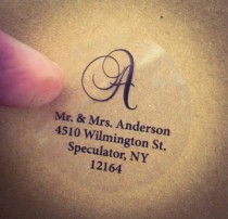 wedding photo - CLEAR SCRIPT MONOGRAM Address Labels for Wedding Invitation, Thank You Note Envelope Seals, Custom Printed, Transparent Round Labels, Glossy