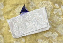 wedding photo - Vintage Bridal Wedding Beaded Handbag/Clutch/Cocktail Purse/Multi Color on White Iridescent Sequins/Theater Costume Japan/La Regale/Prom