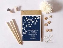 wedding photo - Instant Download - Under the Stars - Glitter Silver Stars against a Night Sky - Shower, Birthday, Engagement Party Invitation