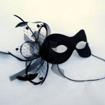 wedding photo - Black Birdcage Veil Masquerade Mask Masked Ball Party Prom Mask