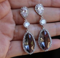 wedding photo - gray jewelry , grey earring , gray earring , bridal drop earring , bridesmaid earring
