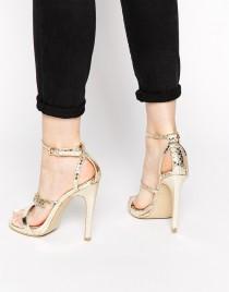 wedding photo - Head Over Heels By Dune Mermaide Gold Barely There Heeled Sandals