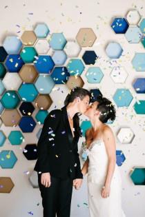 wedding photo - How To: Geometric Hexagon Box Wedding Backdrop