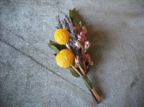 wedding photo - Boutonneire made with Billy Buttons and dried Lavender, for your groom, best man or ushers.