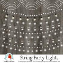 wedding photo - String Lights Clipart, Chalkboard Party Lights, Wedding Lights, Fairy Lights, Birthday Banner, Mason Jars, Bunting Instant Download 5026