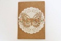 wedding photo - Wedding Thank You Card Set with Doily and Butterfly